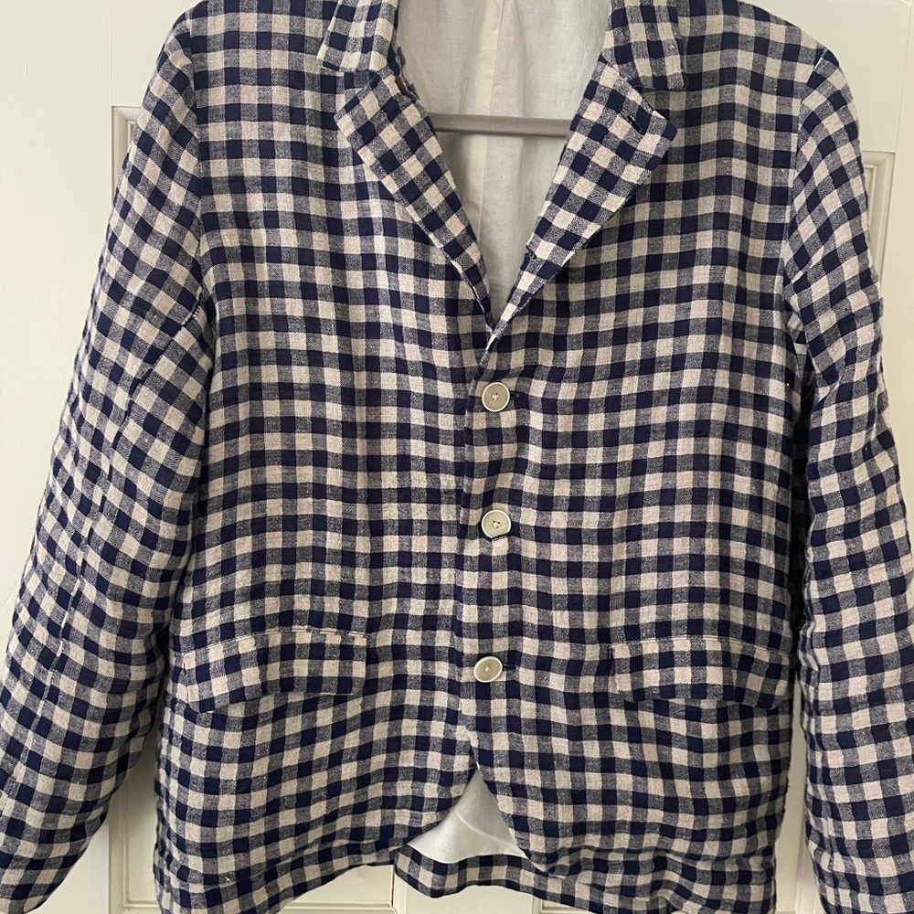 Ichi Antiquities linen check jacket